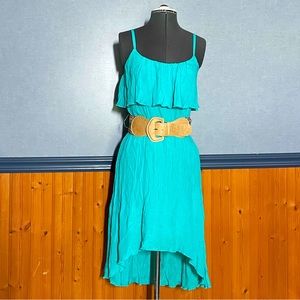 EUC- Aqua belted sun dress